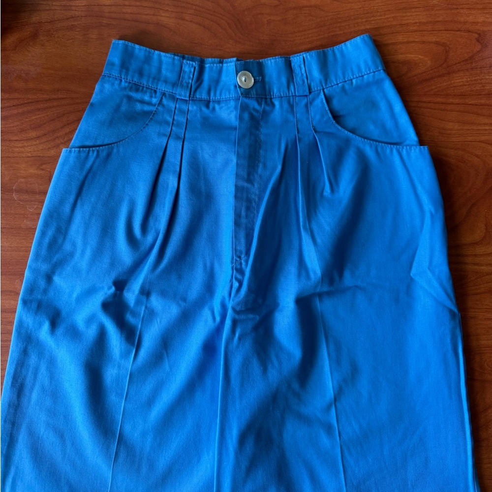 Blue High-Waisted Trouser Pants